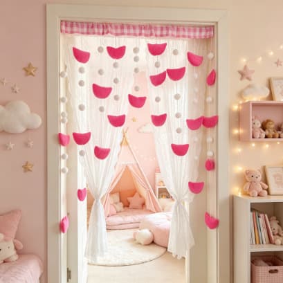 Yaya Story Cute Room Bedroom Hanging Curtain, No-Drill Partition Curtain, Princess Room Creative Decorative Hanging Door Curtain