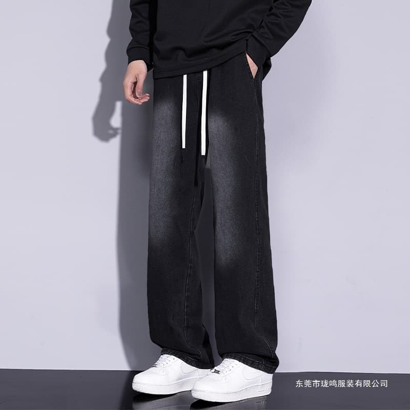 Jeans men's spring black American men's pants regular men's pants boys loose casual straight pants trousers