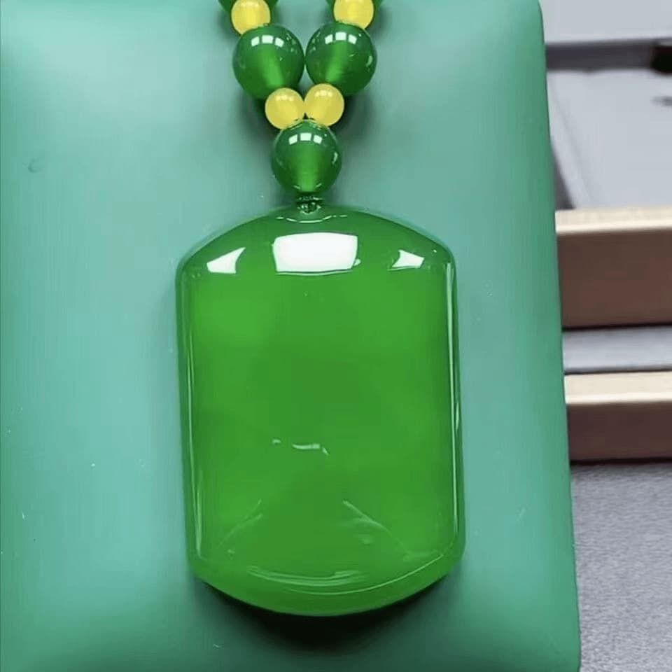 Non-Dyed Aventurine Plain Plaque Pendant, Natural Green Aventurine Goldstone Raw Stone Hanging Jewelry Necklace Unisex