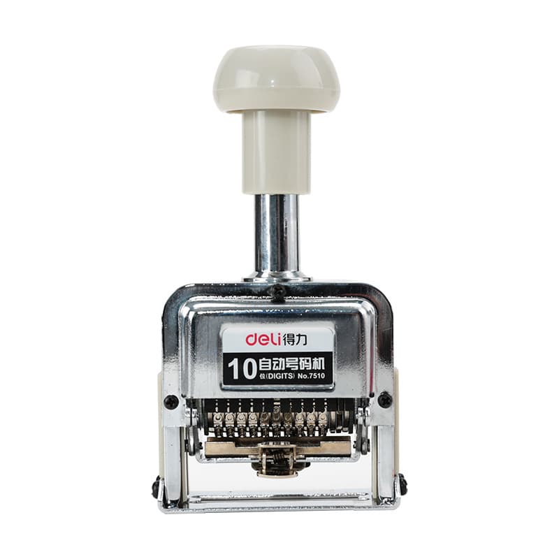 Deli 7510 ten-digit automatic numbering machine with continuous date stamps, manual stamping, event combination, same numbering time