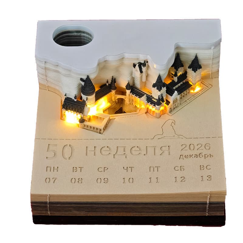 3D stereoscopic notepad, cross-border hot-selling creative desktop ornament, paper sculpture calendar, Harry Potter Russian cultural and creative gift.