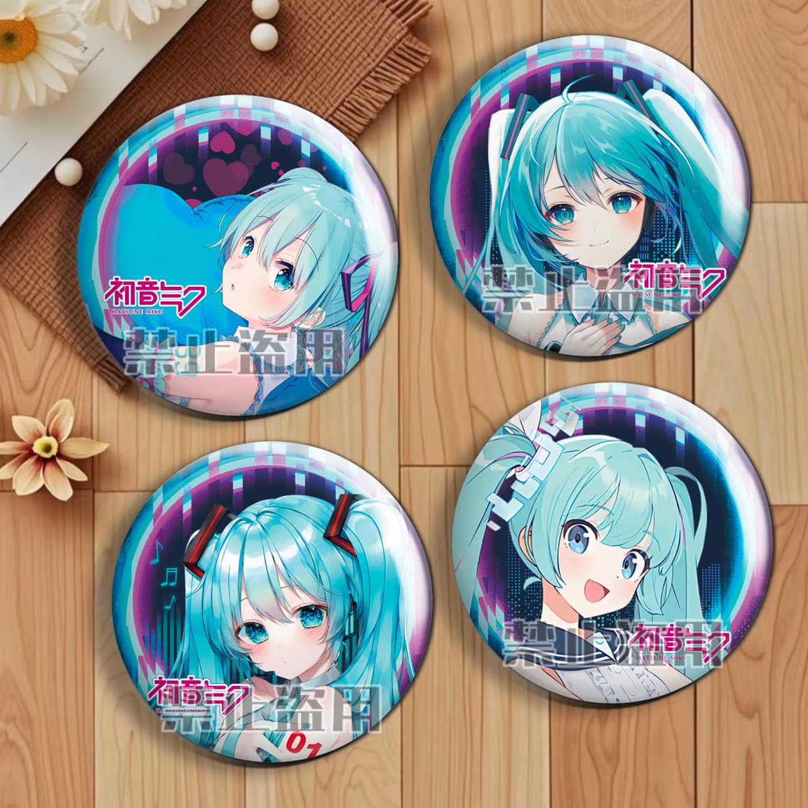 Hatsune Miku Laser Badge Miku Virtual Anime Brooch 75mm Anime Tinplate Badge In Stock