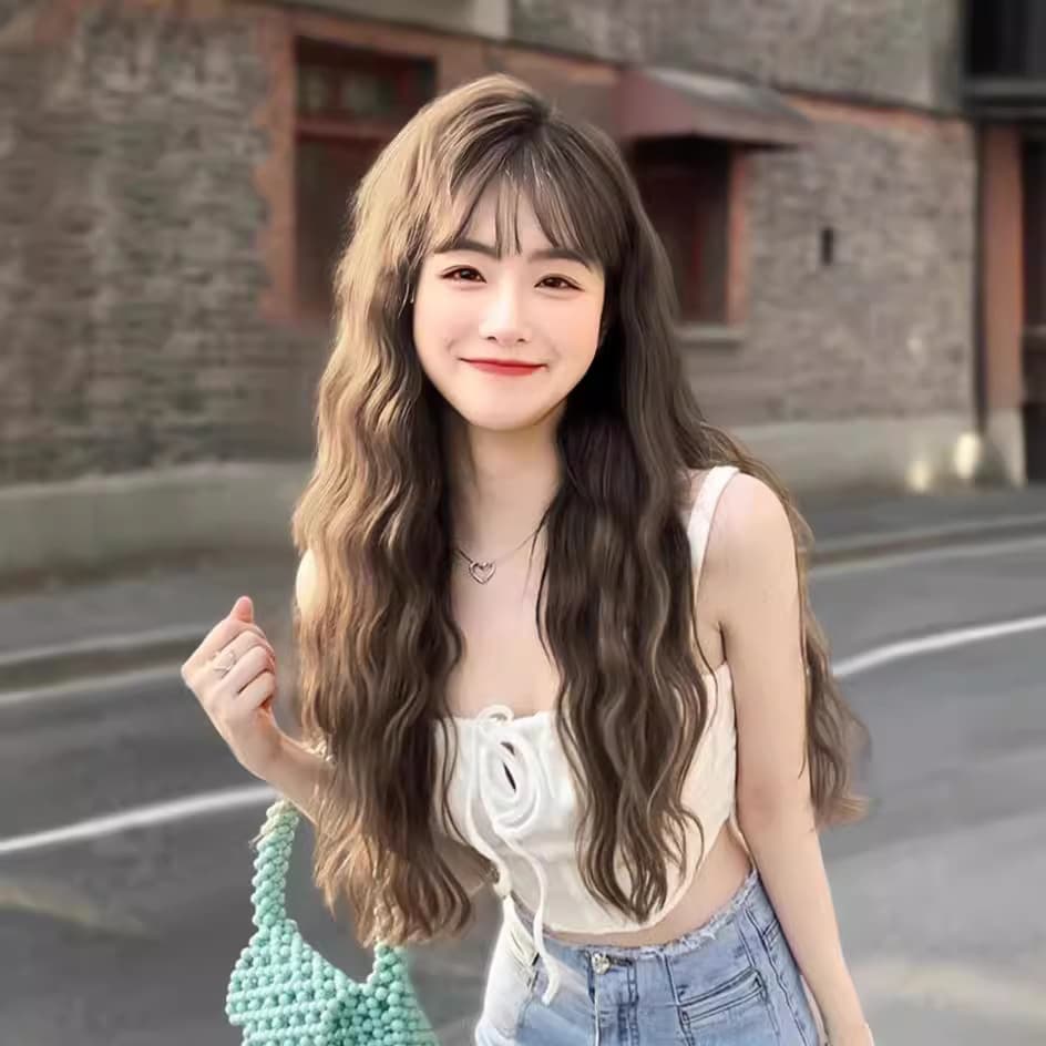 Women's Natural Long Curly Wig, Egg Roll Style, Full Head Water Wave Long Curly Hair