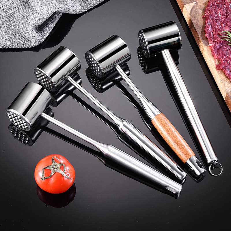 304 stainless steel meat tenderizer for household beef hammer, steak pounding tool, tenderizing hammer, marinating aid