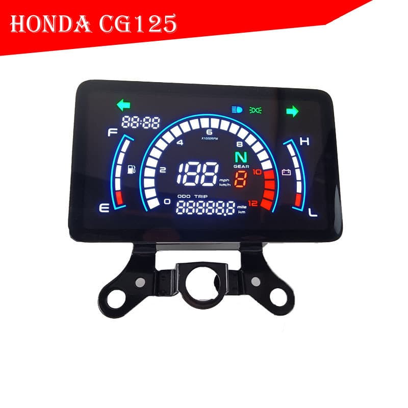 CG125 motorcycle electronic speedometer modification parts; CG150 large flat-panel digital instrument cluster with clock.