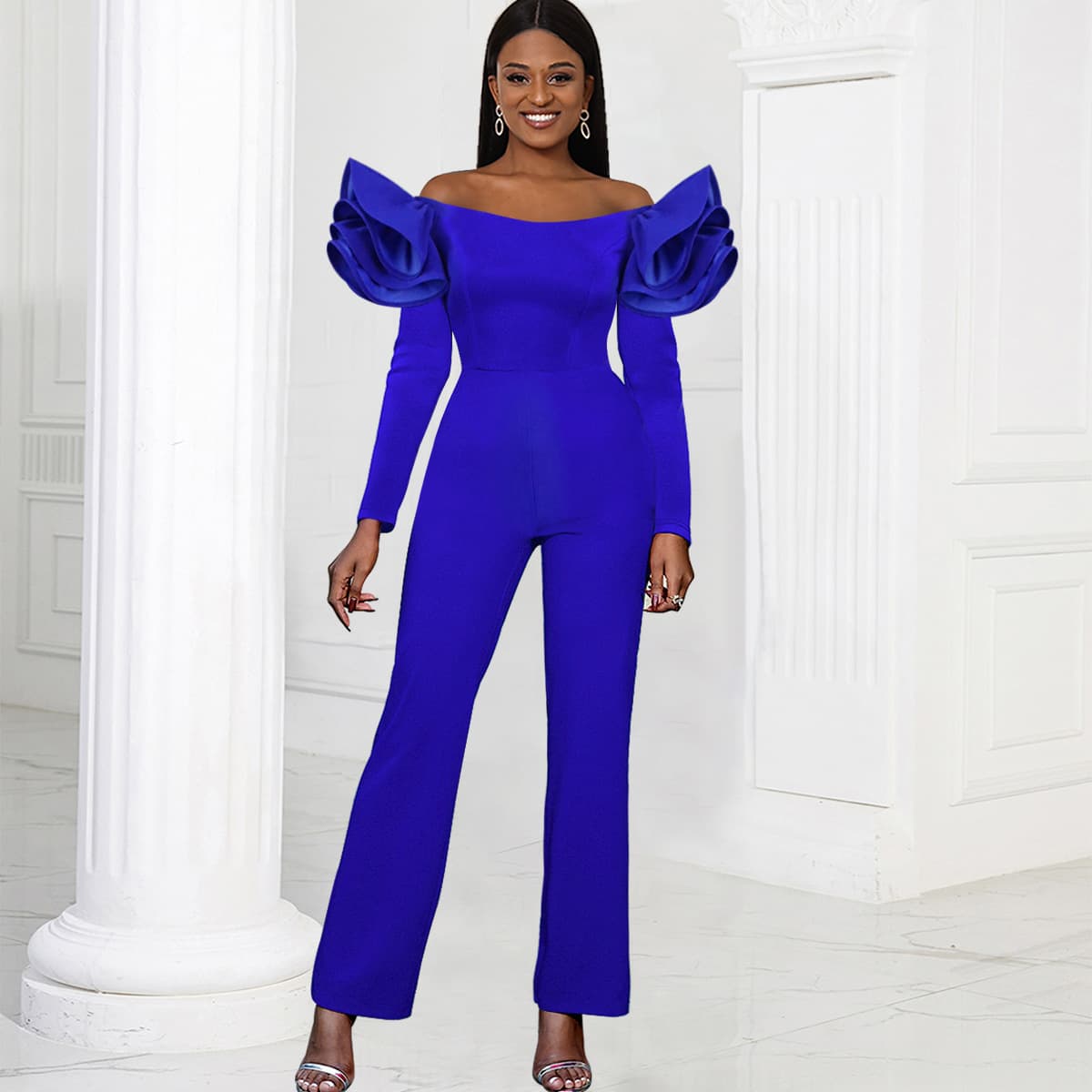 Am030410 Autumn Sexy One Shoulder Jumpsuit Party Long Sleeve Dress Women's Jumpsuits