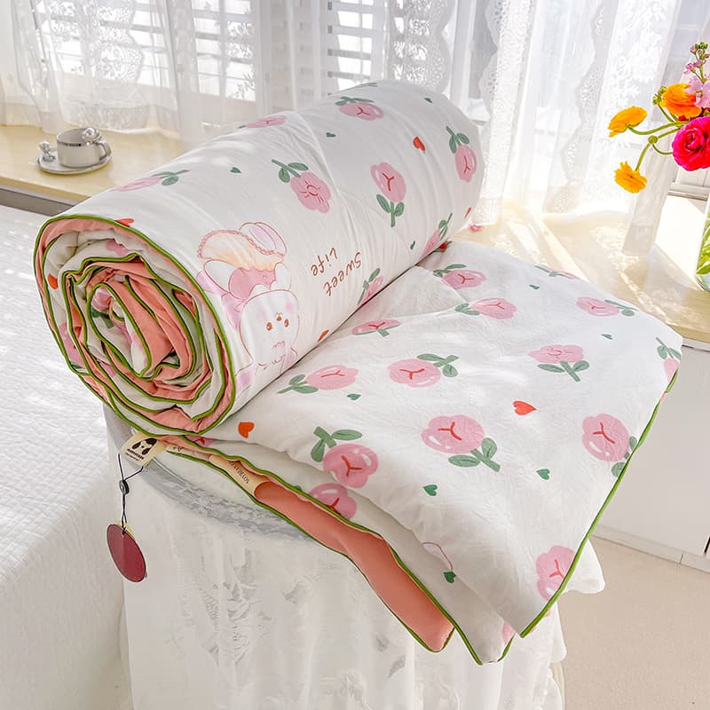 New Ins Style Washable Cotton Double-Layer Gauze Summer Quilt, Category A Minimalist Soybean Fiber Summer Cool Blanket, Gift Air Conditioning Quilt Machine Washable