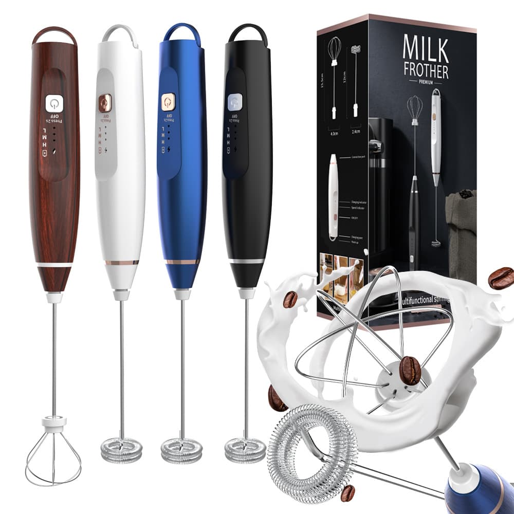 Electric Stainless Steel 304 Handheld Coffee Milk Frother Egg Beater Automatic Charging Home Appliance Milk Foam Maker