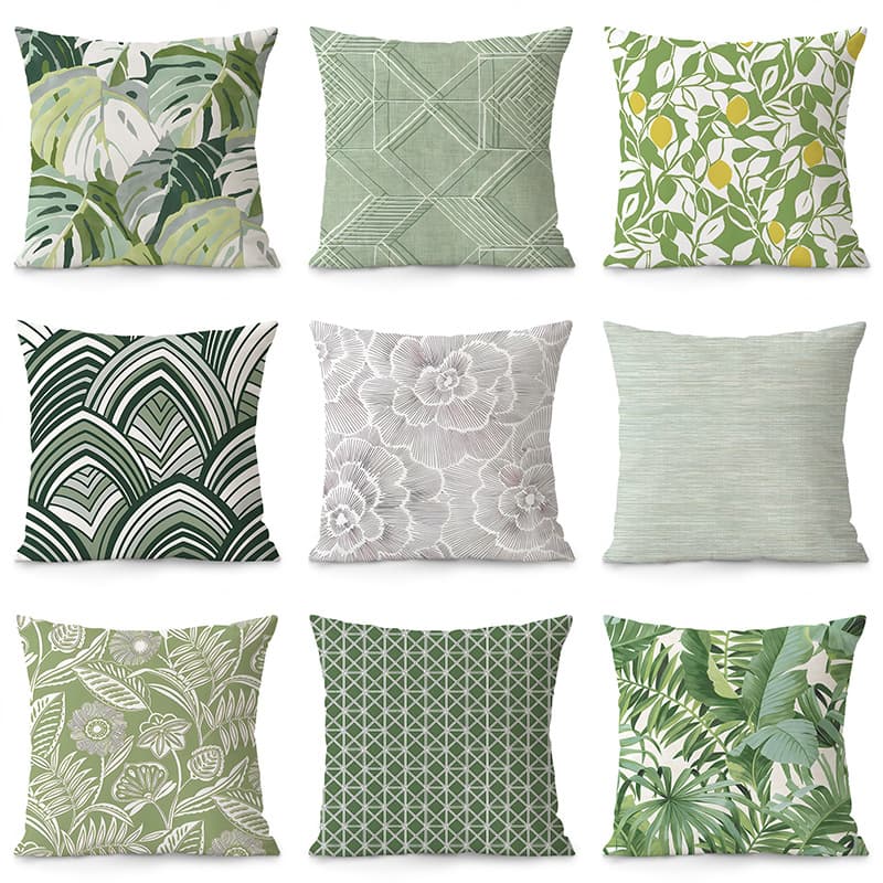 New Summer Green Plant Geometric Pillow Cover Green Series Amazon Sofa Cushion Home Wholesale Cushion Cover