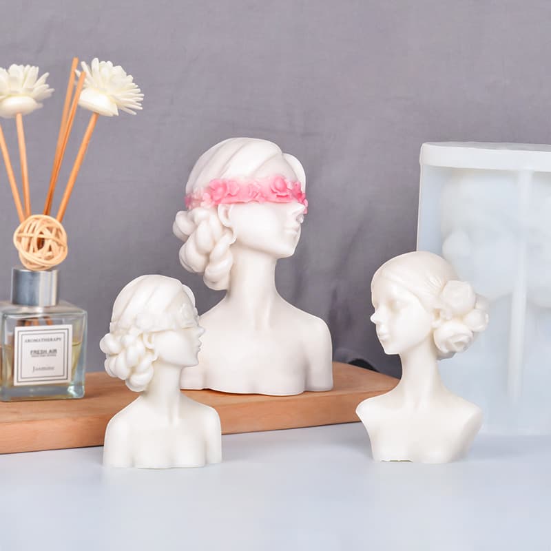 Sanxin Blindfolded Girl Aromatherapy Candle Silicone Mold DIY Girl Ins Style Gypsum Diffuser Stone Ornament Mold