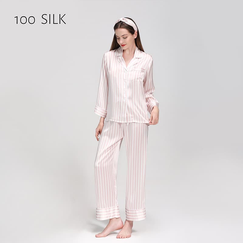 Cocoonie Silk Pajamas Summer 100% Mulberry Silk Long Sleeve Top and Pants Set Plus Size Loungewear Homewear