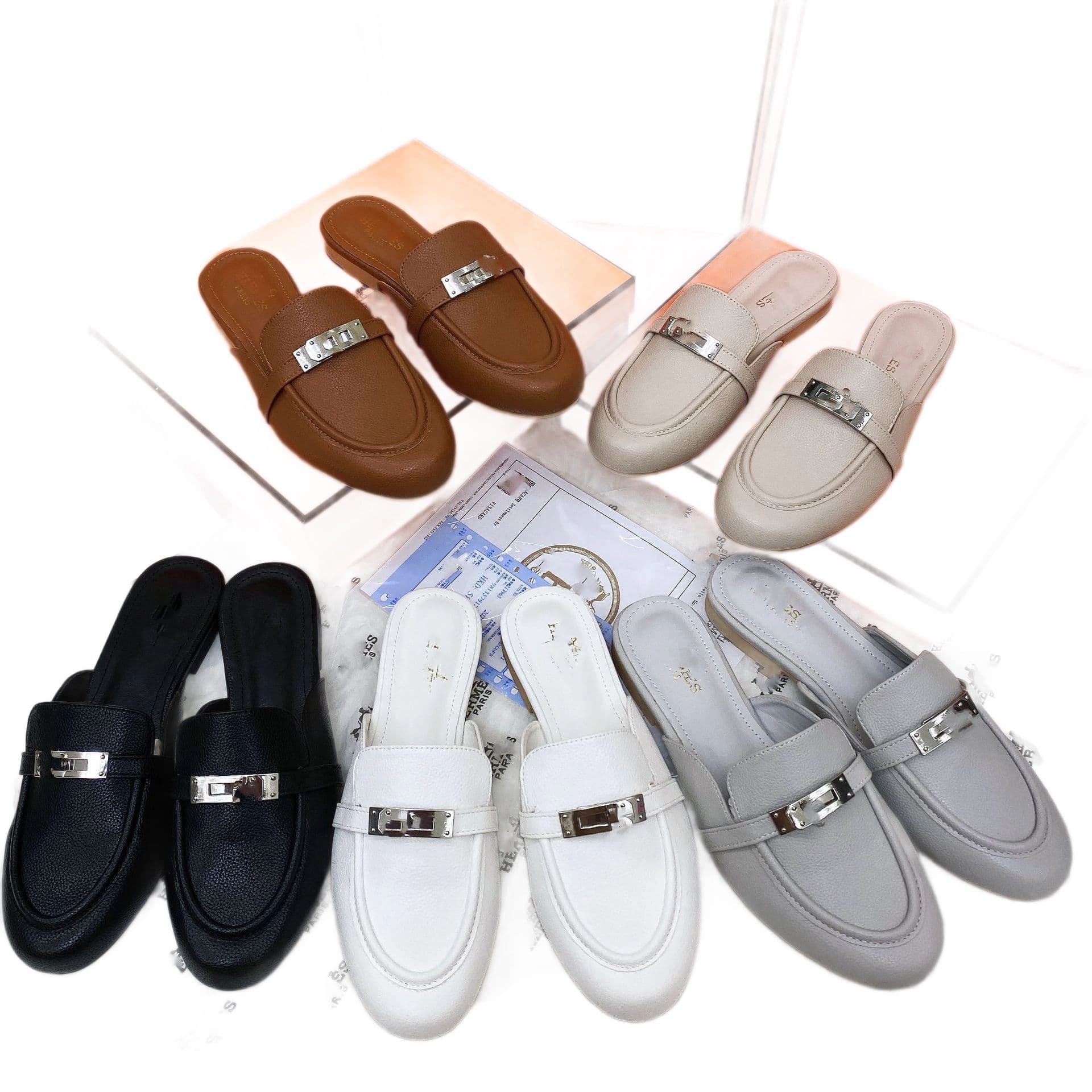 ins wind non-slip flat bottom half drag African and Indian all-match metal buckle toe slippers for women summer outer wear slipper