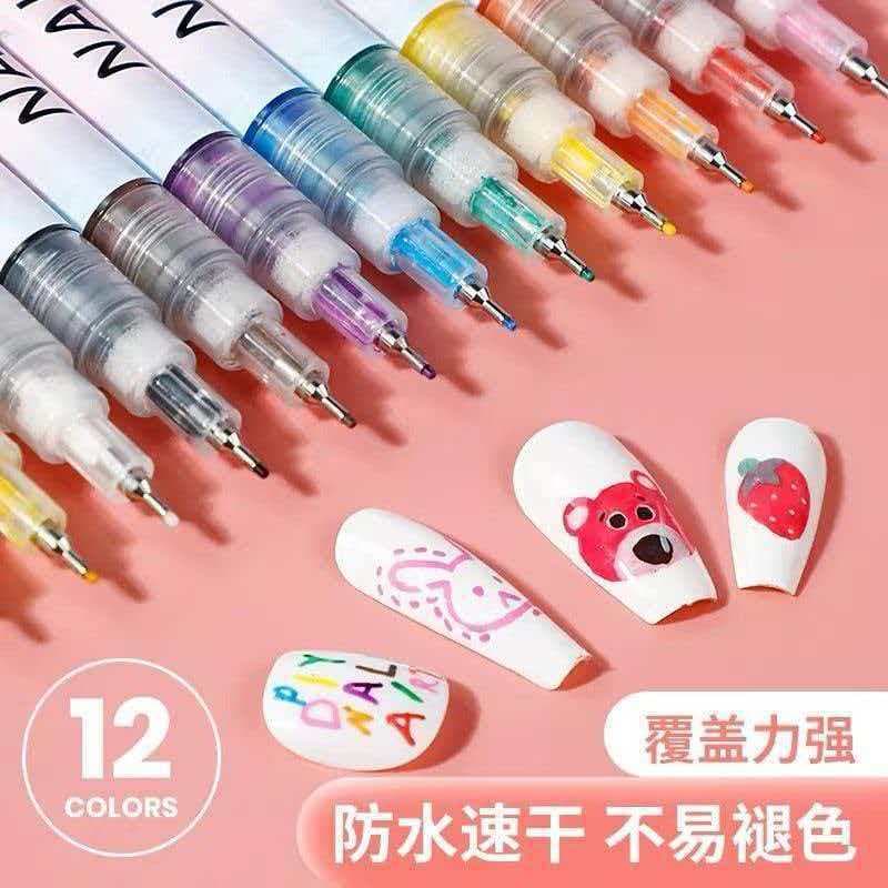 Cross-Border Supply of Nail Art Pens with Needle Tips for DIY Nail Painting, Quick-Drying Graffiti Nail Art Pens