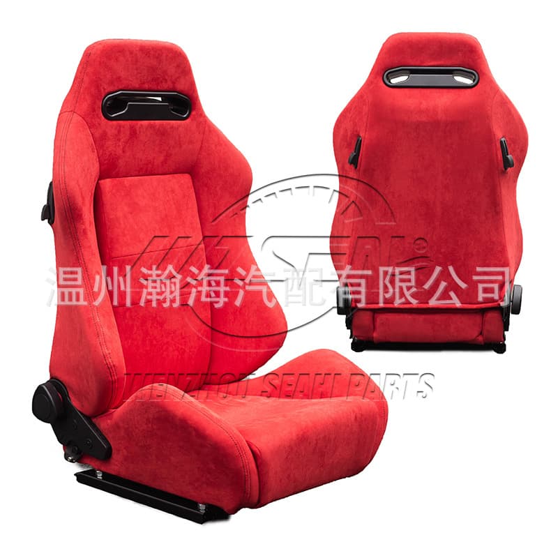 Customizable Multi-Color Universal Racing Seat Red Suede Quick-Release Dual-Adjust Backrest Car Seat