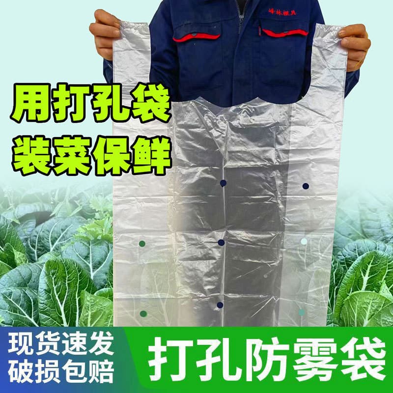White thickened transparent large portable plastic bag breathable perforated bag vest bag fruit and vegetable anti-fog bag