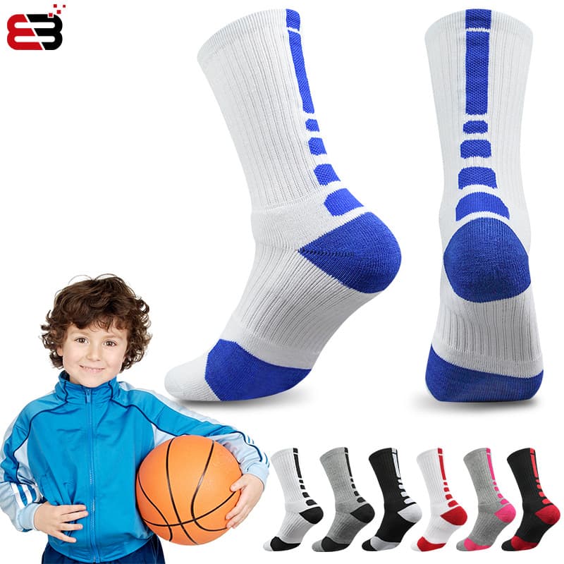 Professional Sports Kids Basketball Socks High Top Mid Length Boys Youth Towel Bottom