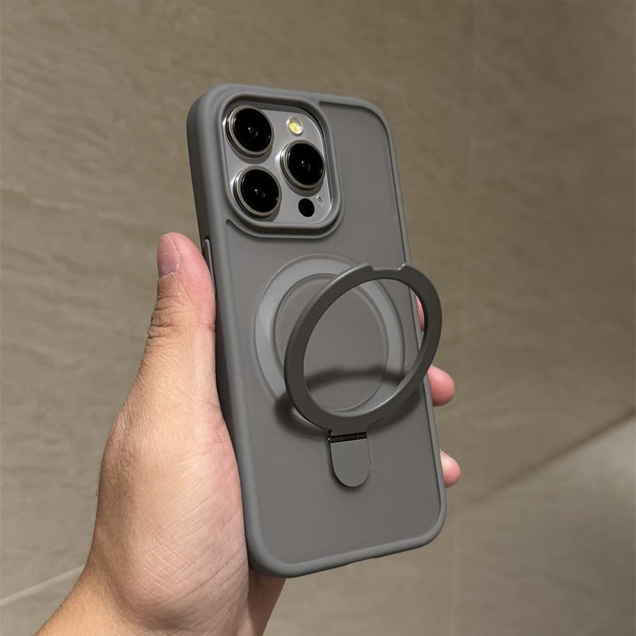 Magnetic Invisible Stand Frosted Phone Case for iPhone 15 Pro Max, Compatible with iPhone 13 Protective Case, Wireless Charging Support