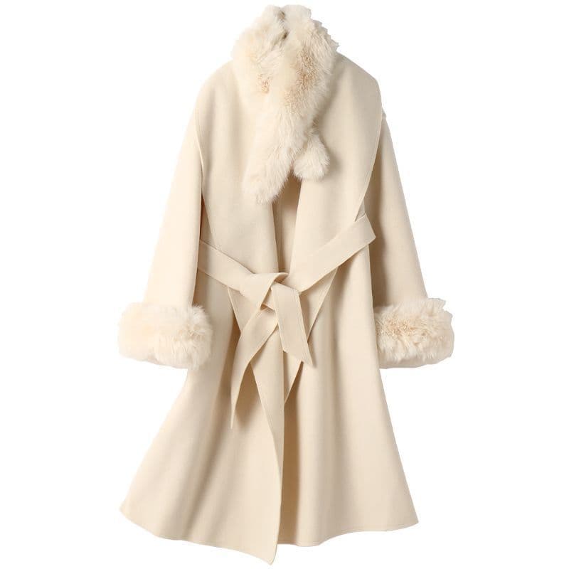 Fox Fur Winter Coat New Style Woolen Overcoat