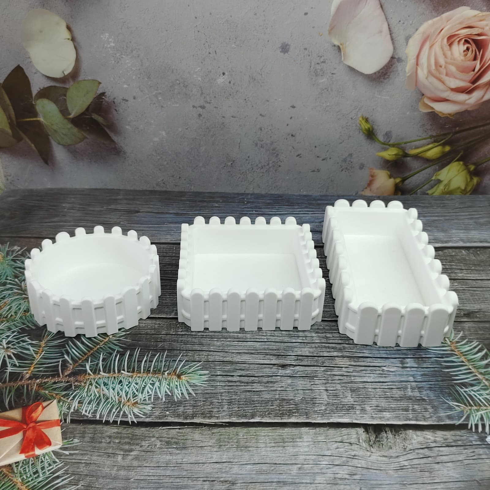 S2825+S2826+S2827 Square round rectangular fence storage decorative cement plaster silicone mold