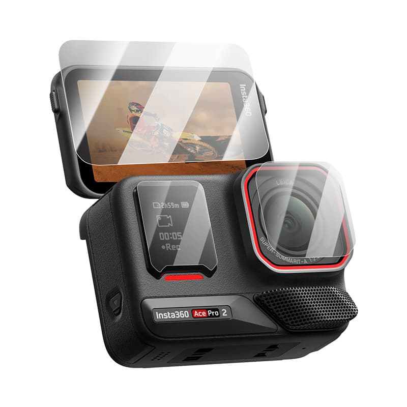 Insta360 Ace Pro 2 Tempered Glass Screen Protector, Lens Film, Silicone Lens Cover Accessories