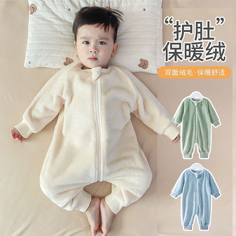 Girls' Pajamas Onesie Flannel Autumn/Winter Style 2024 Infant Coral Fleece Children Boy Baby Sleep Bag Homewear