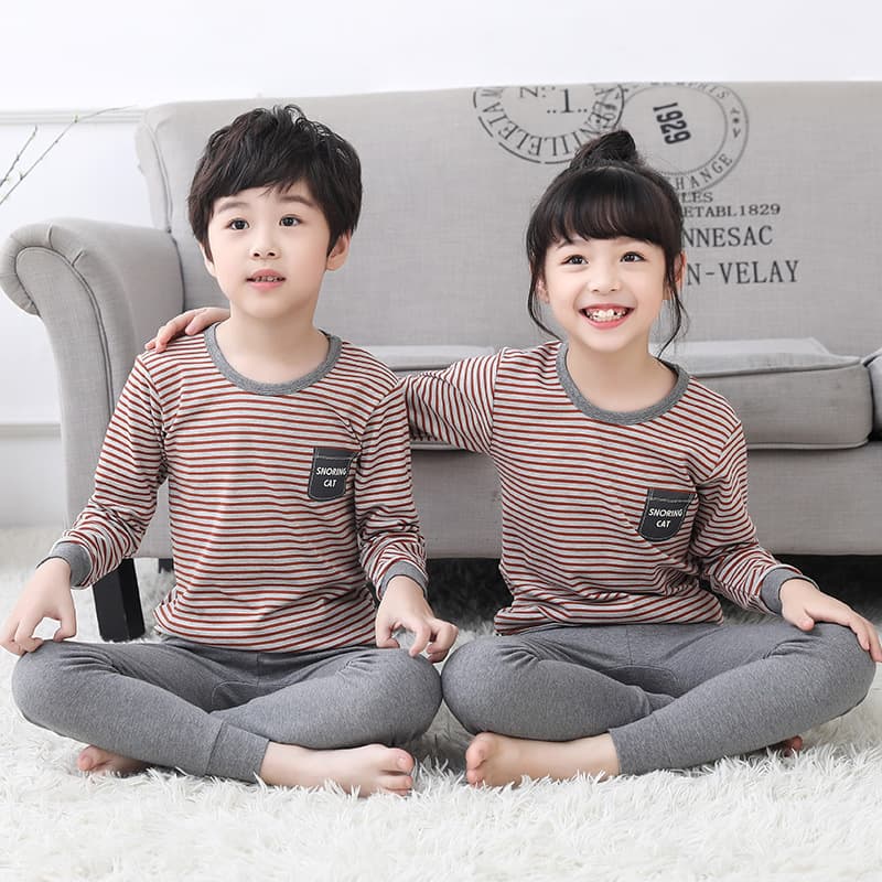 Pyjamas Spring/Autumn/Winter Children's Thermal Pajama Set Two-Piece Cute Rabbit Print Cotton Fleece Suit In Stock