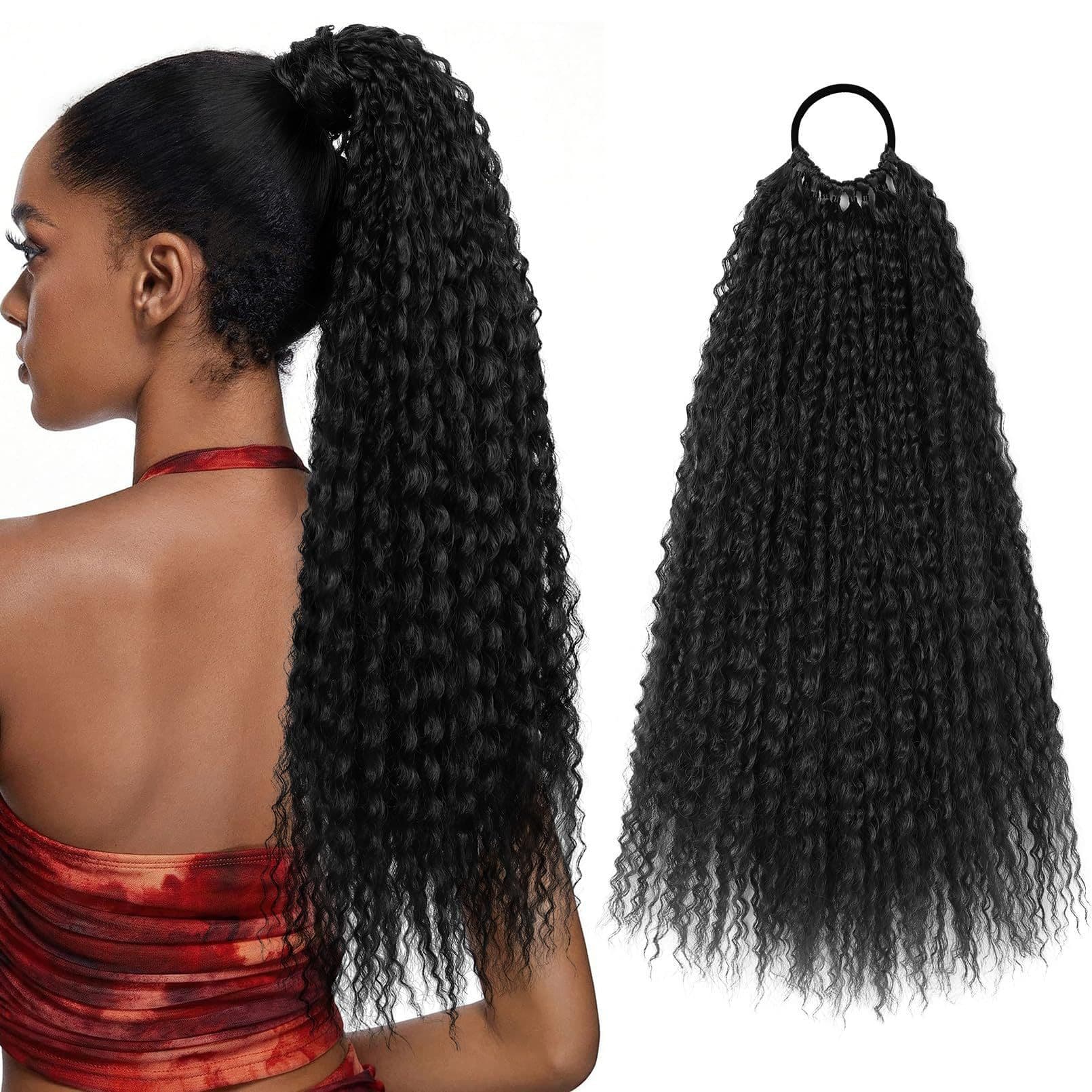 Wrap-Around Ponytail African Black Wrap-Around Ponytail Hair Extensions Messy Dreadlock Ponytail Hair Extensions Multi-Strand Screw Curls