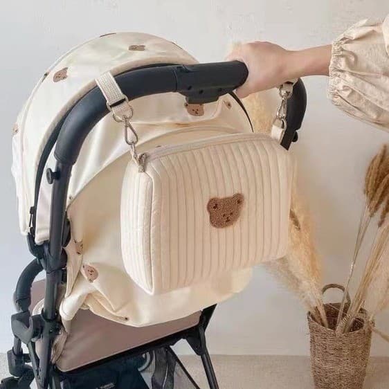 Pastoral style new style zipper embroidered cotton mommy bag baby stroller hanging bag diaper bag good for going out