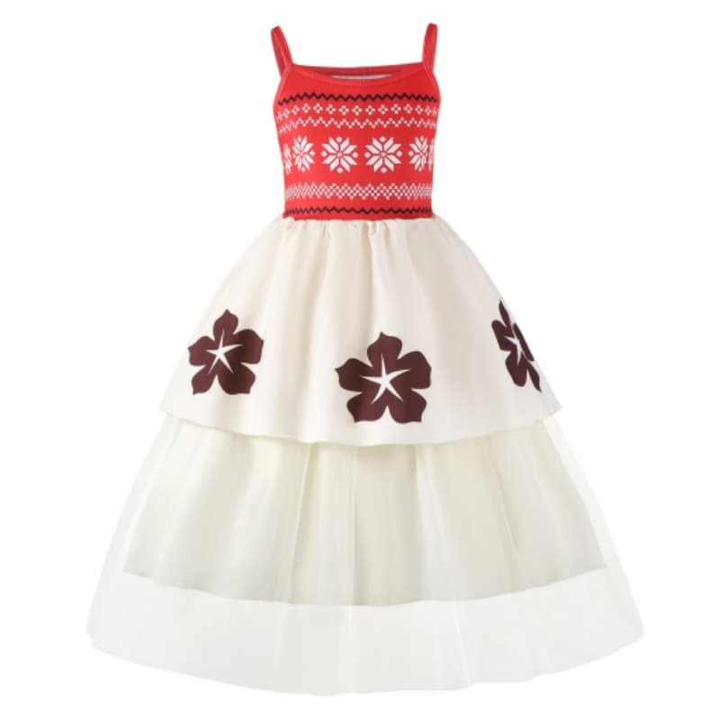 Halloween Cross-Border Girls Dress Moana Suspender Printed Princess Dress Floral Skirt Puff Skirt