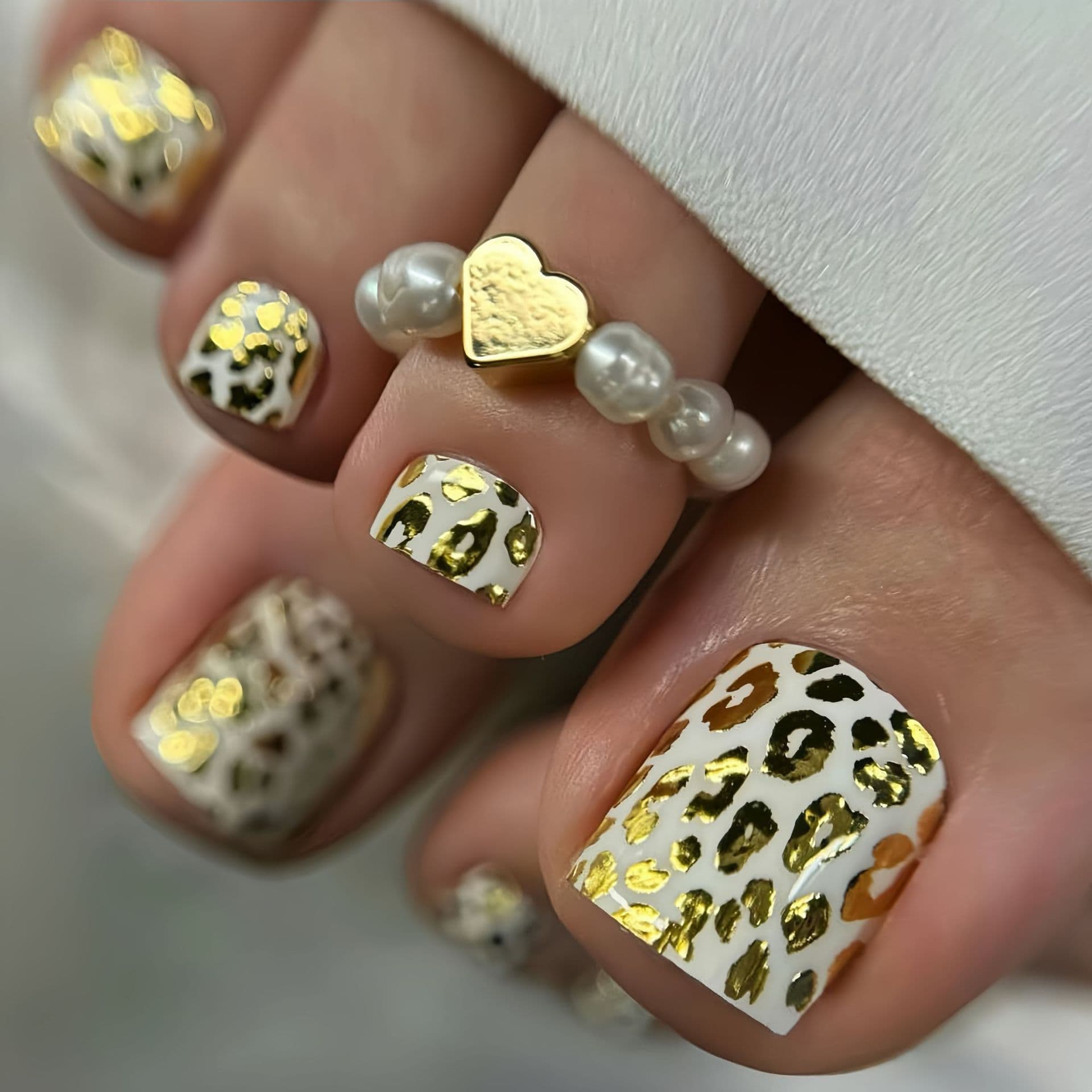 Push-Type Toenail Patch, Golden Leopard Print Toenail Patch, Golden Toenail Patch, Toenail Patch