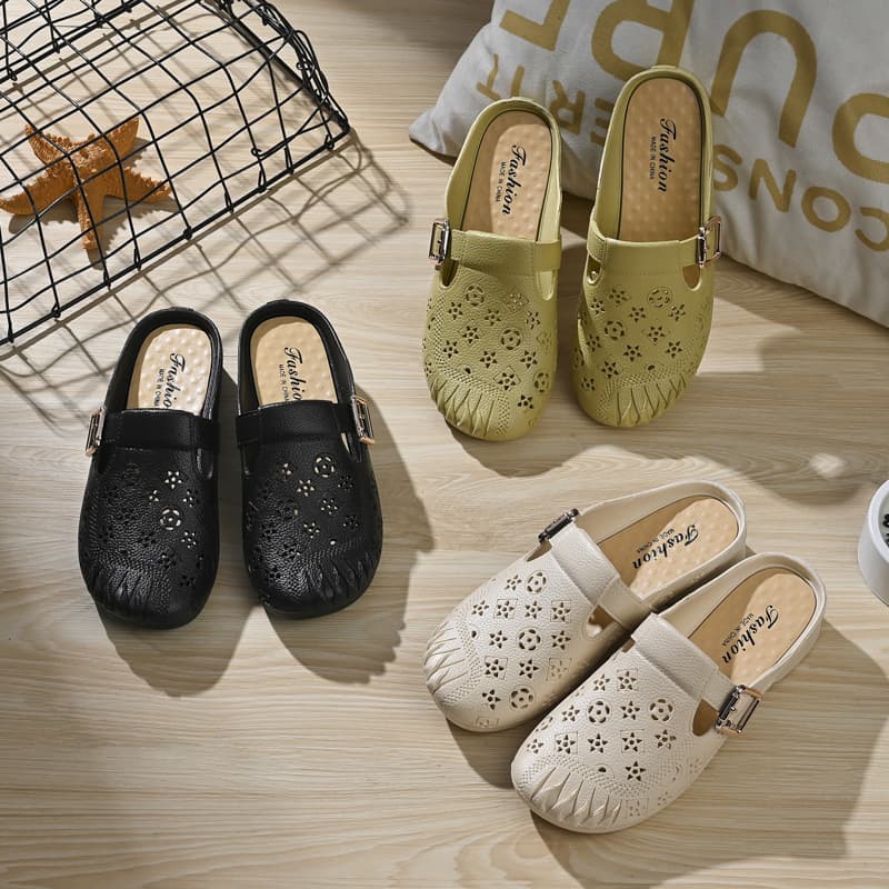 Manufacturer Wholesale Spring and Autumn Fashion Women's Slippers, PVC Comfortable Casual Half-Slippers, Closed-Toe Shoes, Home and Outdoor Women's Footwear