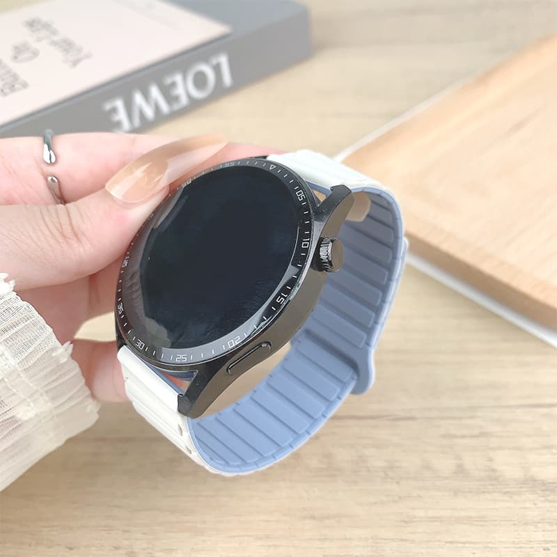 Compatible with Huawei GT/3-6, Samsung Watch4, Second Generation Three-Bead Silicone Magnetic 20/22/18mm Watch Band