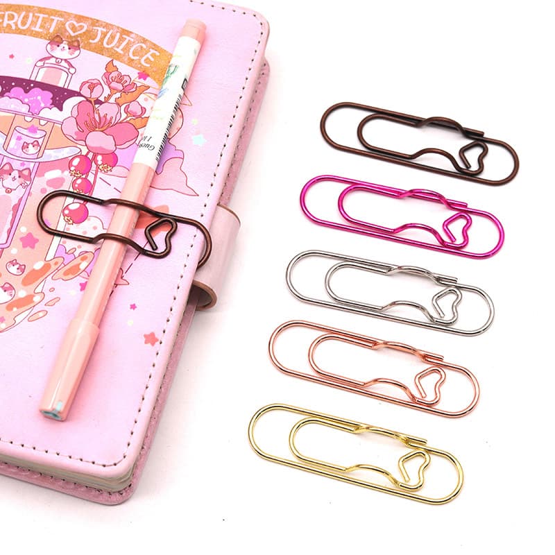 Heart-shaped metal pen clips, creative document paper holders with pen slots for easy carrying.