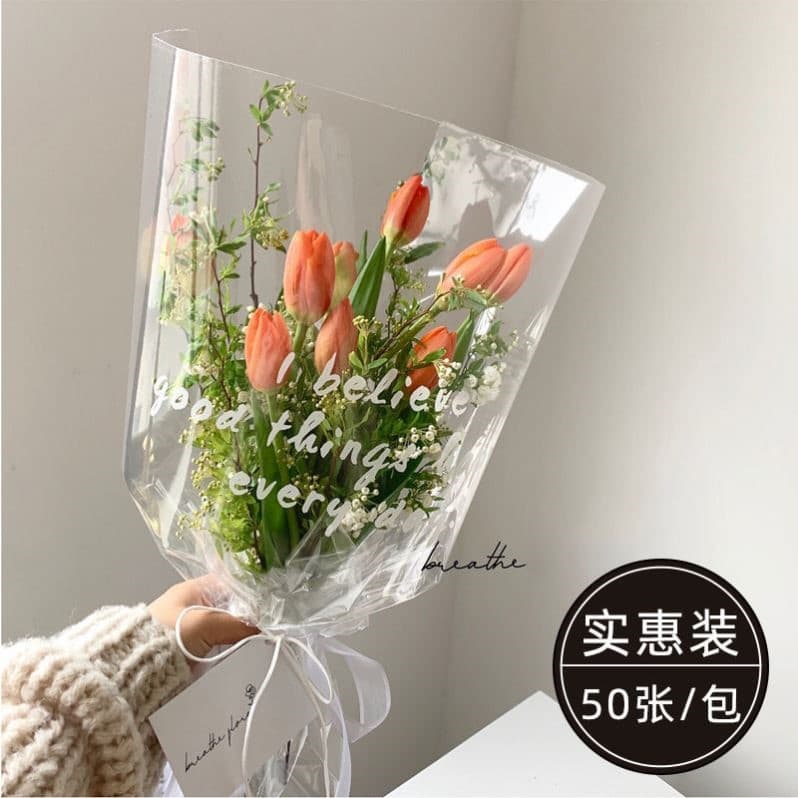 OPP trapezoidal bag flower bag transparent single multiple rose bouquet packaging bag gypsophila bag