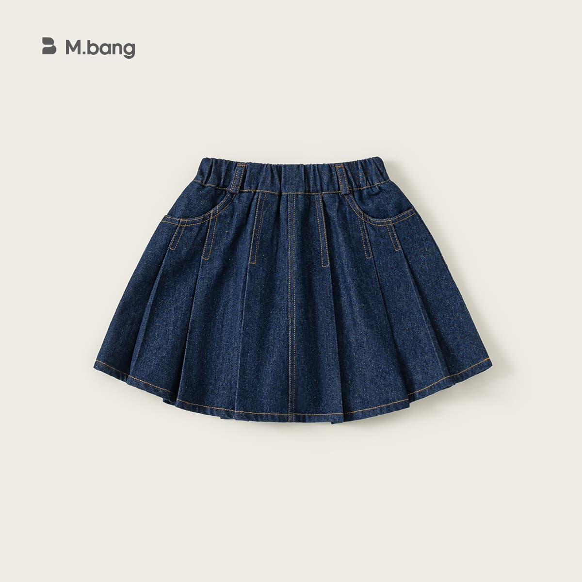 Bangxuan Girls' Skirt Spring and Autumn New Solid Color Versatile Toddler Denim Skirt Fashionable Children's Pleated Skirt