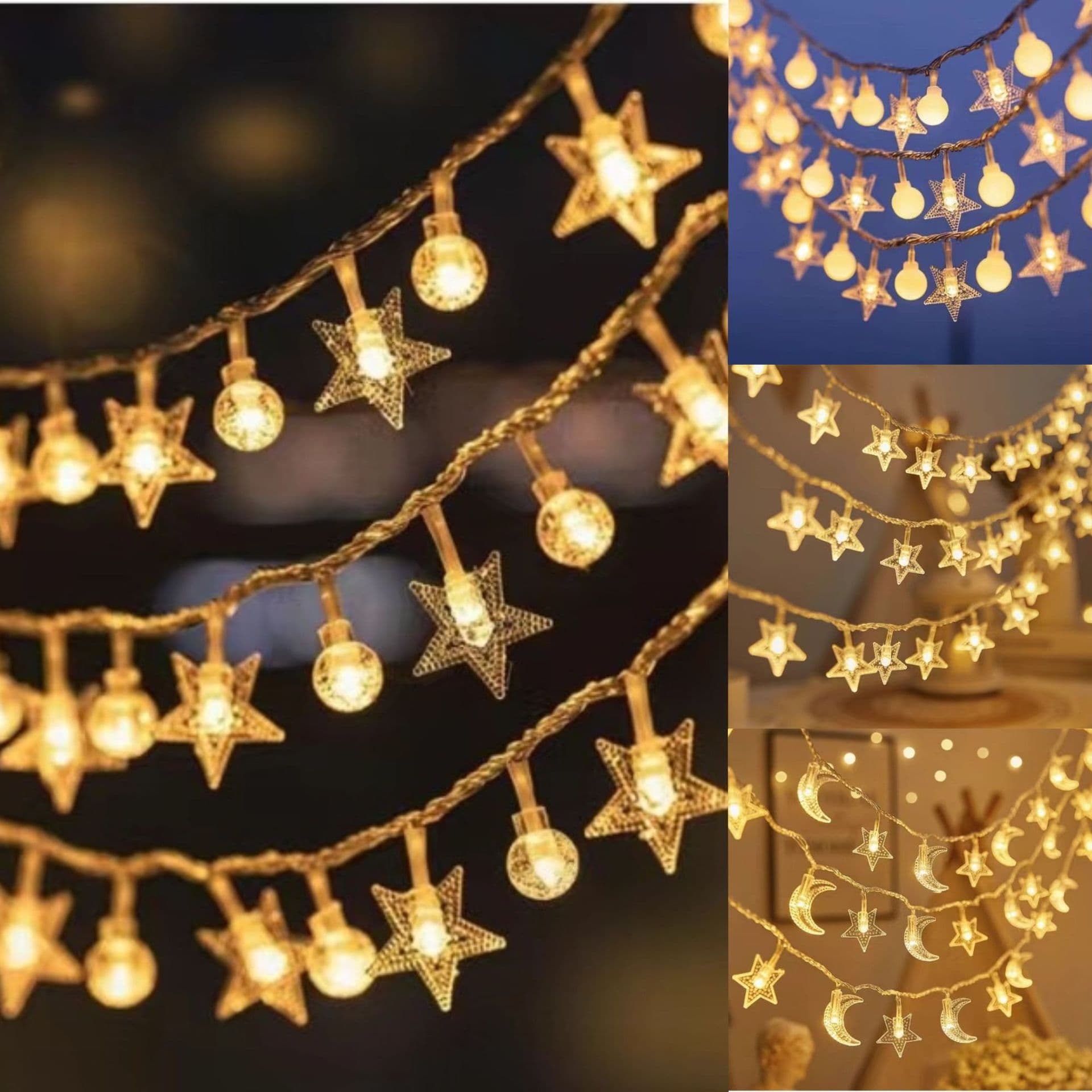LED star and moon light string small lamp atmosphere light Christmas room decoration lantern battery box star light string