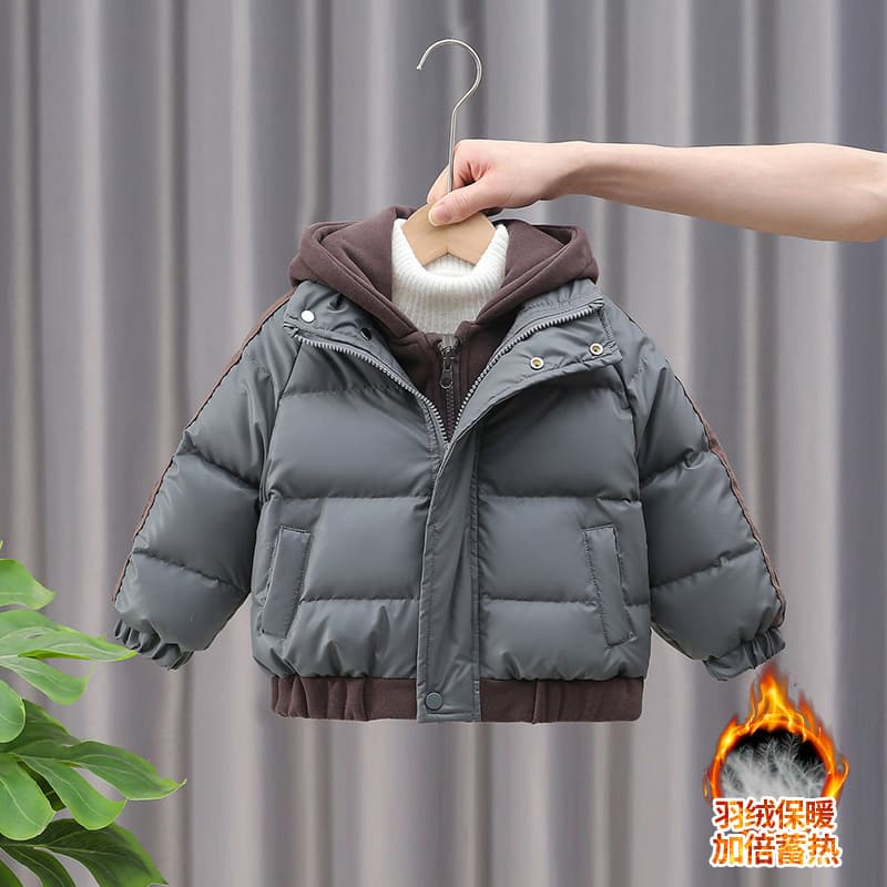 Boys' Down Jacket Winter 2025 New Style Stylish Kids Thick Coat Toddler Baby Faux Two-Layer Padded Jacket