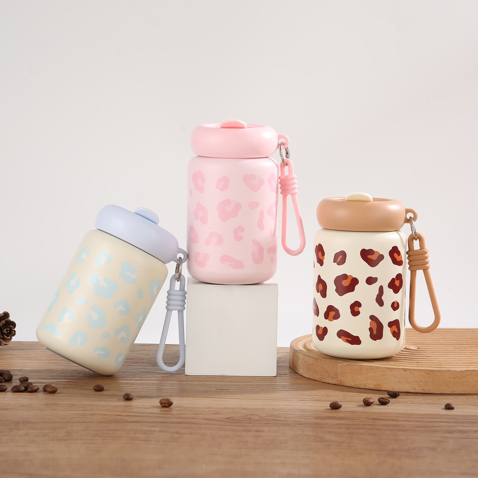 New 316 Stainless Steel Leopard Print Coffee Cup Car Travel High-Fashion Water Bottle Mini Compact Portable Thermos Cup