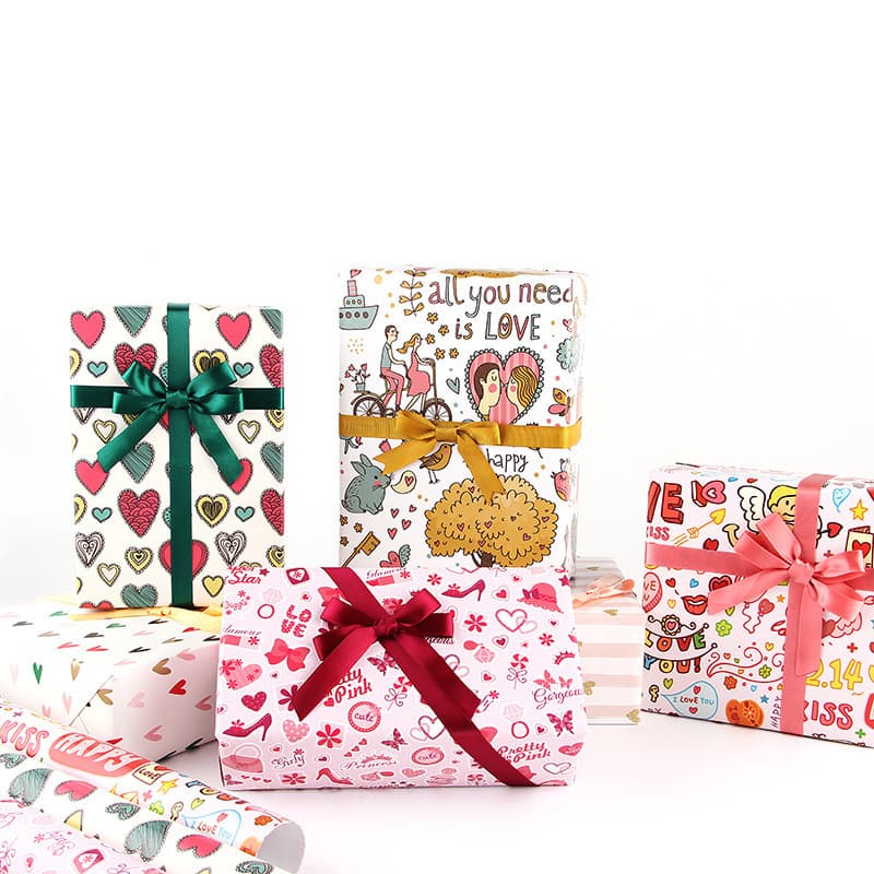 Cross-border Exclusive Qixi Valentine's Day Birthday Gift Wrapping Paper Heart Confetti Gift Paper Wedding Party Favor Paper