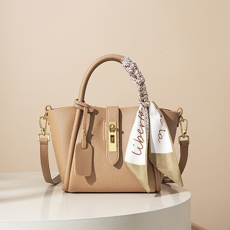 Urban Simple Style Leather Crossbody Bag Women's Shoulder Tote Bag Commuting Versatile Single Strap Bucket Handbag