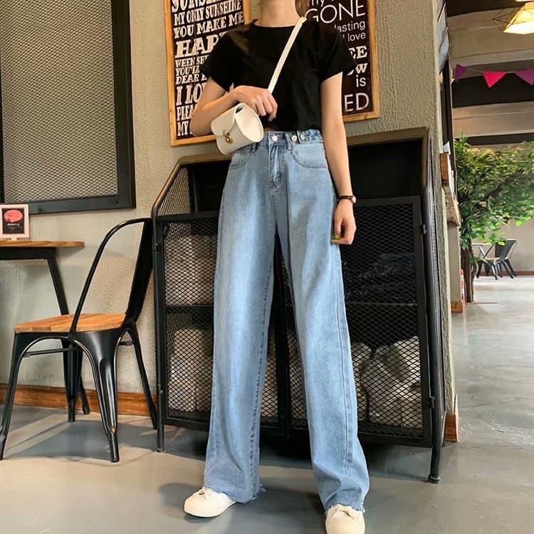 Harajuku style extended jeans for tall women 170 extra long wide leg pants summer thin straight pants 2026 new style