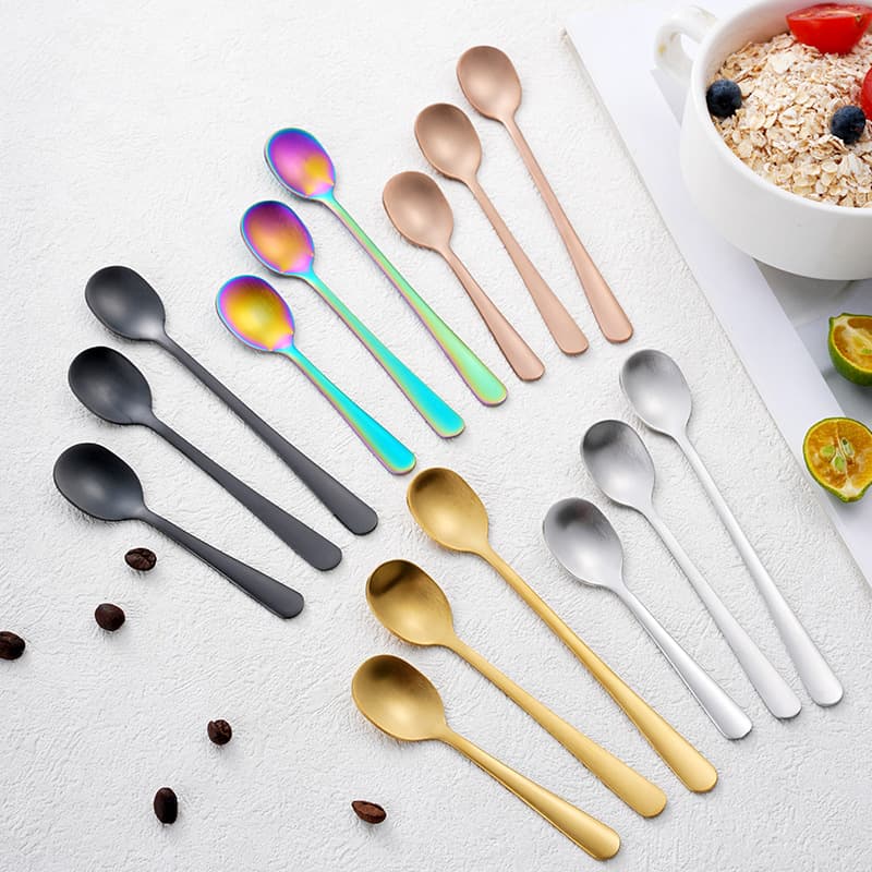Sanded Mini Spoon 304 Stainless Steel Coffee Spoon Mini Stirring Spoon Ice Cream Dessert Spoon Kitchen Seasoning Spoon