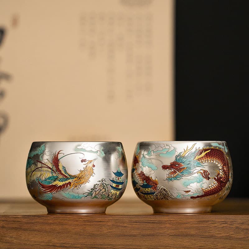 Longfeng Silver Tea Cup High-End Master's Cup Tea Tasting Cup for Friends and Girlfriends Birthday Gift Wedding Business Accompanying Ceremony