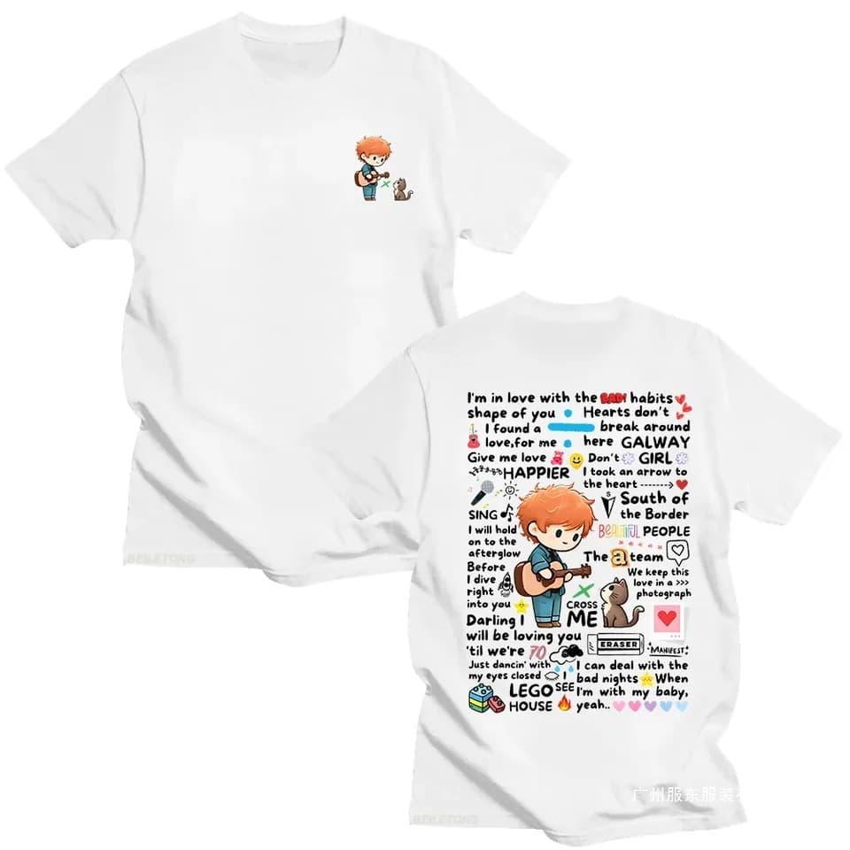 Ed Sheeran Graffiti Pattern T-Shirt New Fashion Casual Women Men Clothing Y2k T-Shirt Fashion Loose Street