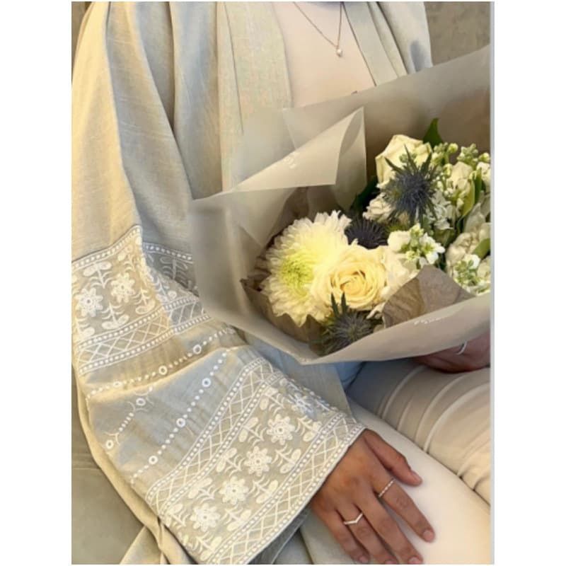 Factory Stock 2025 New Shein Floral Embroidered Dress with Embroidered Outer Long Cardigan