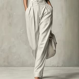 European and American Cross-border Casual Pants for Women, High-Waist Pleated Tapered Pants, Draped Carrot Pants, Loose Fit Slimming Temu Suit Pants