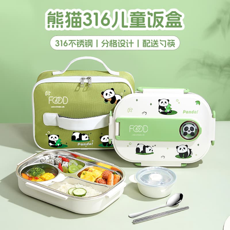 Compartmented dinner plate 316 stainless steel insulated lunch box large capacity portable lunch box for children and primary school students going to school