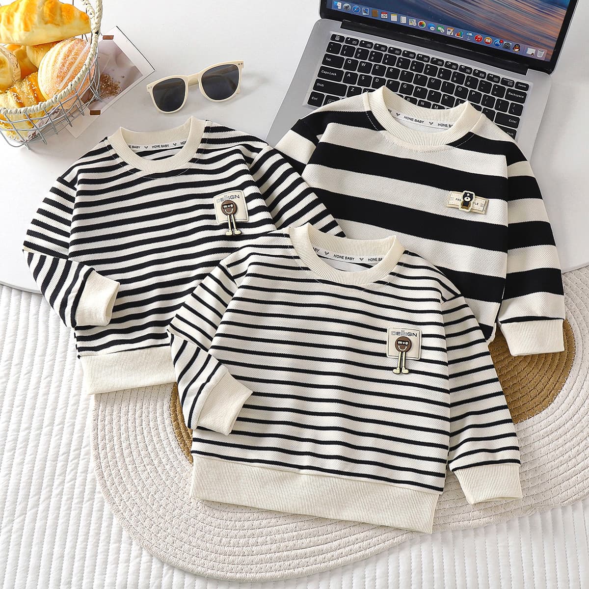 2026 New Stripe Pullover Hoodie for Kids Spring Autumn Long Sleeve Top for Boys and Girls