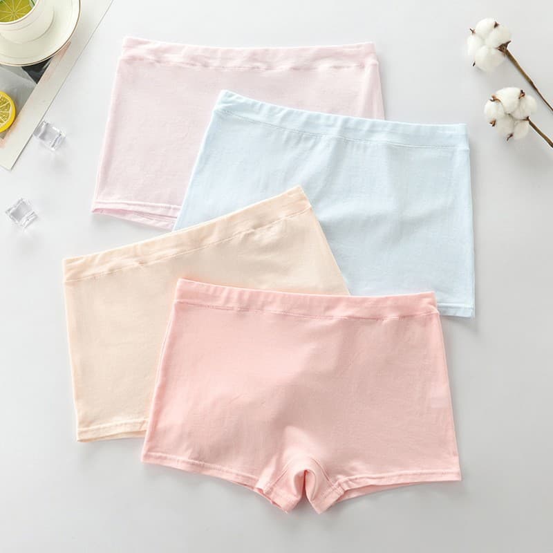 Girls Cotton Solid Color Briefs for Elementary School Students Ages 5-8-14, Skin-Friendly, Antibacterial, Breathable, Seamless Flat Briefs