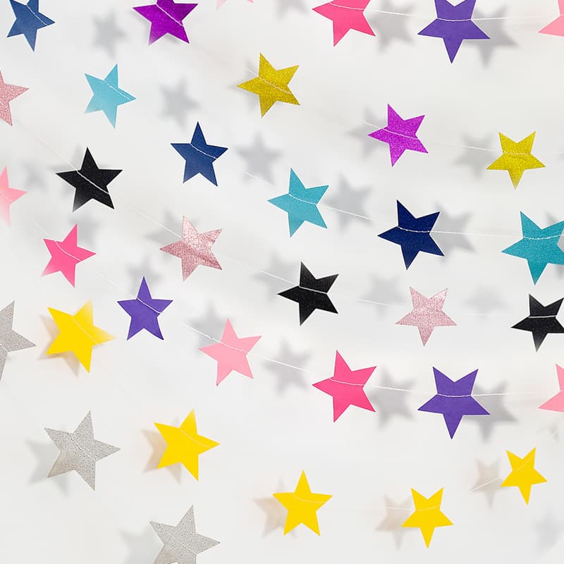 Yellow Five-Pointed Star Garland, Gold Foil Star Banner Star Hanging Strip Wedding Decoration Car Sewing Five-Pointed Star